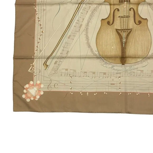 Hermes Scarf Silk Carre 90 Music Played By Spheres La Musique Des Spheres Brown